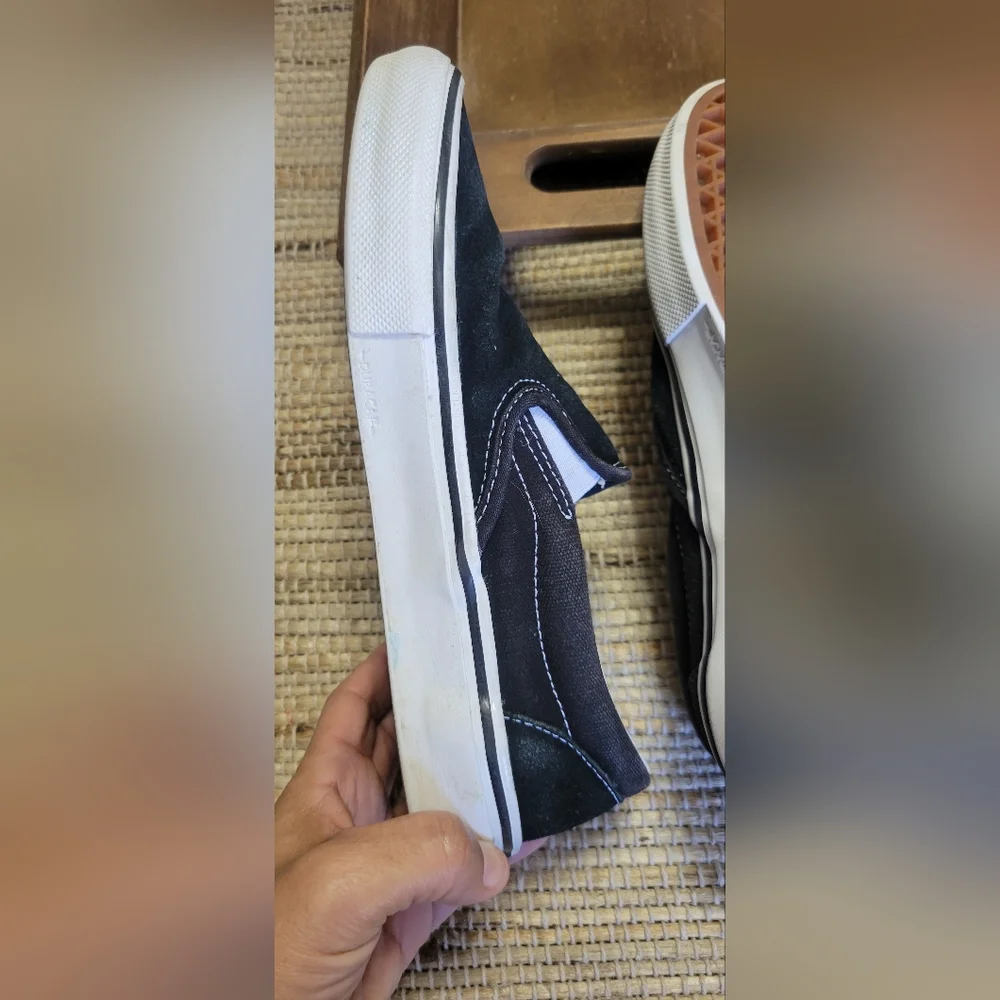 Vans Skate Slip-On Shoes Black/White PopCush Suede/Canvas 5.5 EUC - Picture 6 of 10